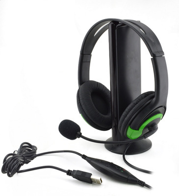 时尚黑绿新款PS3游戏机玩家耳豪华头戴式USB电脑线控麦克风评测与导购